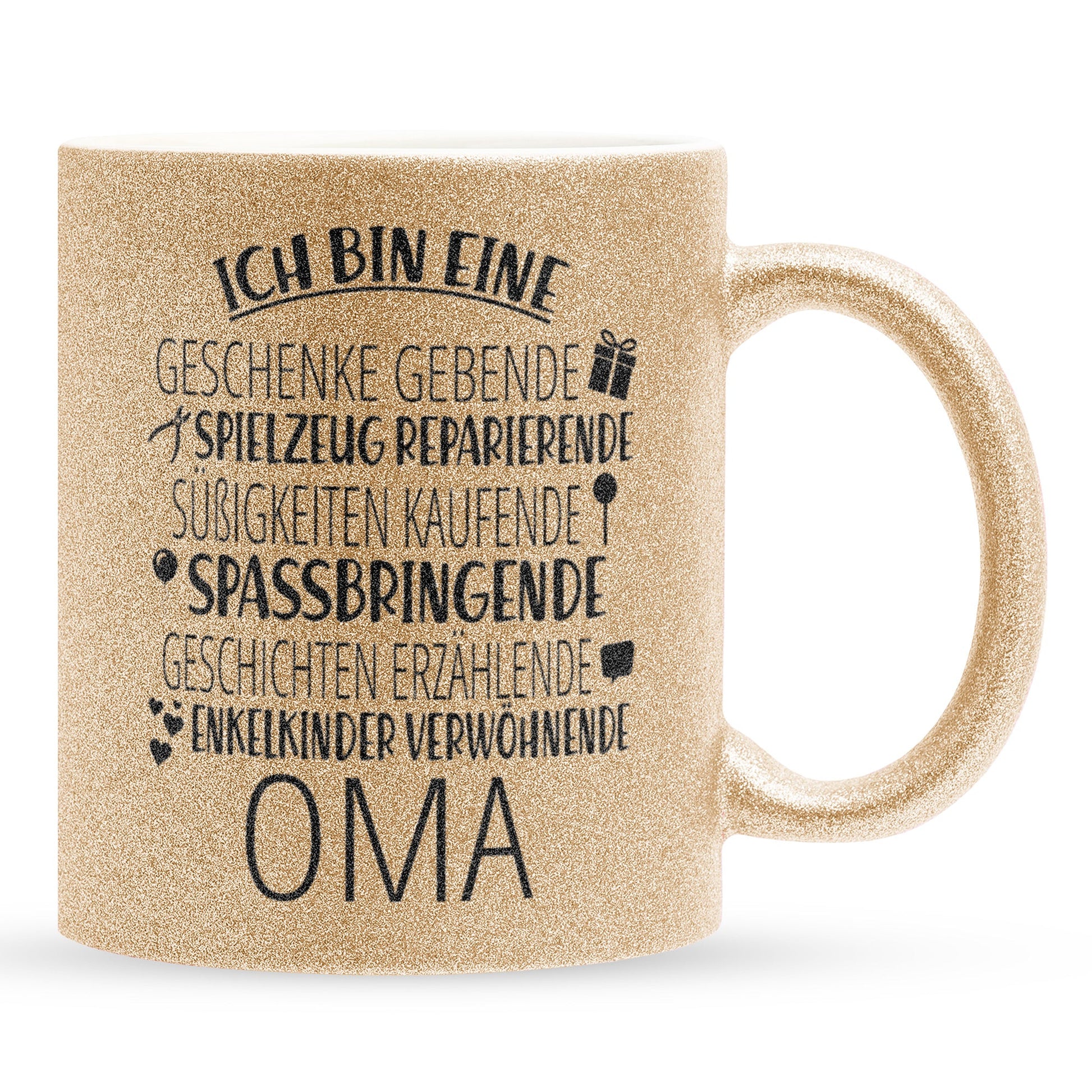 22Feels® Oma Geschenk - Glitzertasse mit Spruch (Gold, 320ml)-Glitzertasse Gold 320ml-22Feels