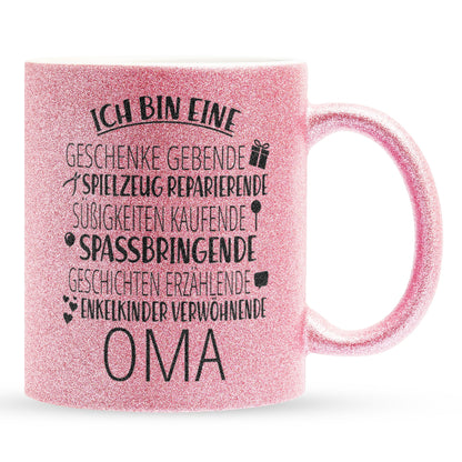 22Feels® Oma Geschenk - Glitzertasse mit Spruch (Pink, 320ml)-Glitzertasse Pink 320ml-22Feels