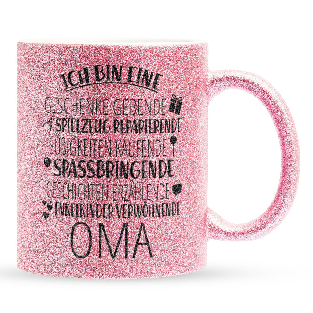 22Feels® Oma Geschenk - Glitzertasse mit Spruch (Pink, 320ml)-Glitzertasse Pink 320ml-22Feels