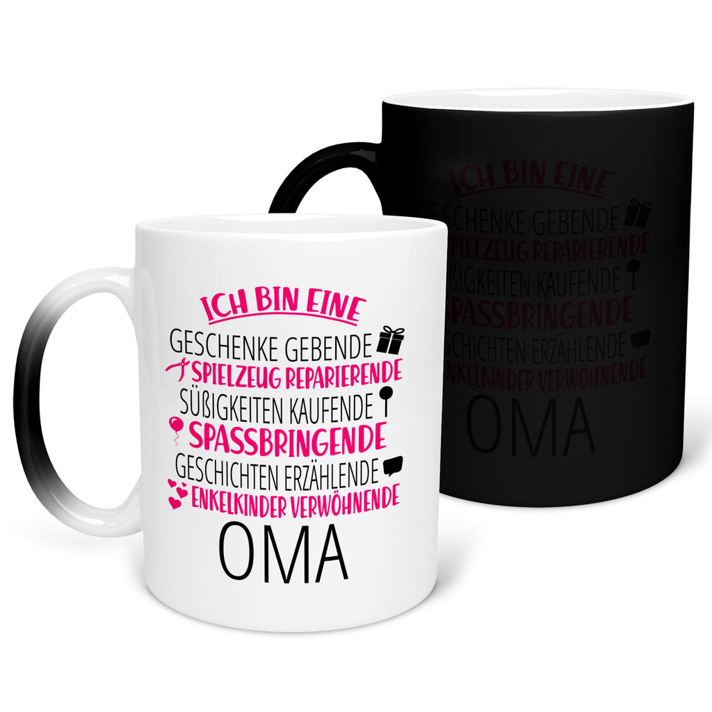 22Feels® Oma Geschenk - Zaubertasse mit Spruch (Matt-Schwarz und Weiss, 320ml)-Farbwechsel Tasse Matt 320ml-22Feels