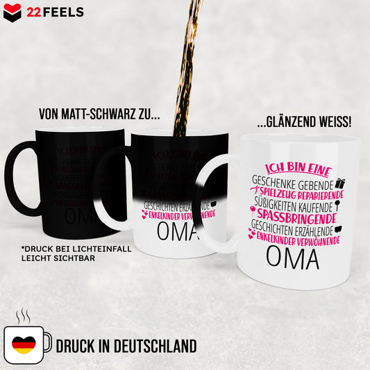 22Feels® Oma Geschenk - Zaubertasse mit Spruch (Matt-Schwarz und Weiss, 320ml)-Farbwechsel Tasse Matt 320ml-22Feels