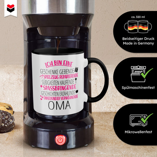 22Feels® Oma Geschenk - Tasse mit Spruch (Weiss-Schwarz, 320ml)-TwoTone Tasse Weiss-Schwarz 320ml-22Feels