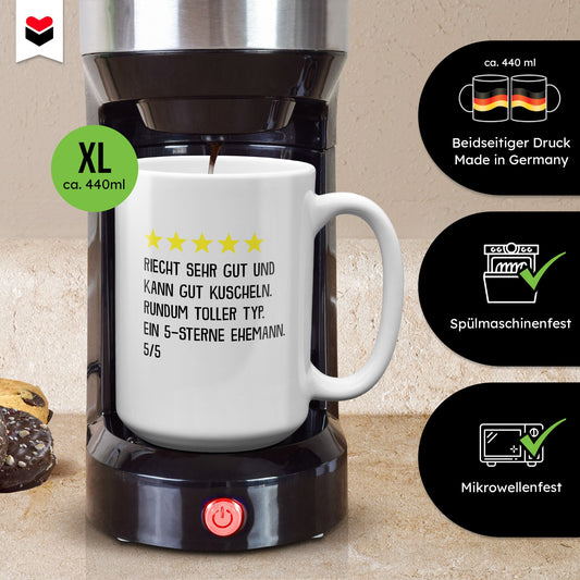 22Feels® Ehemann Geschenk zum Hochzeitstag, Valentinstag etc. - XL Tasse mit Spruch (Weiss, 440ml)-Weisse XL Tasse 440ml-22Feels