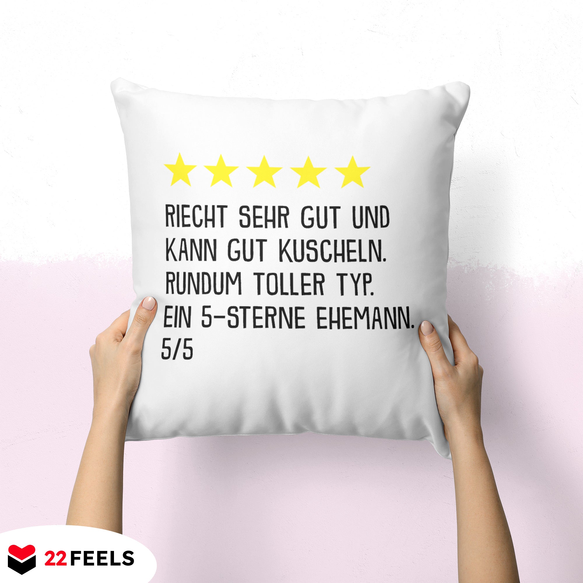 22Feels® Ehemann Geschenk zum Hochzeitstag, Valentinstag etc. - Kissen mit Spruch (Weiss 40x40cm)-Kissen Weiss 40x40-22Feels