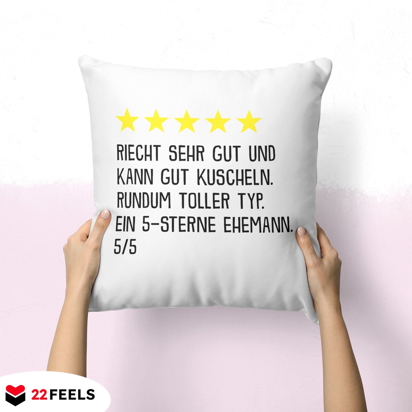 22Feels® Ehemann Geschenk zum Hochzeitstag, Valentinstag etc. - Kissen mit Spruch (Weiss 40x40cm)-Kissen Weiss 40x40-22Feels
