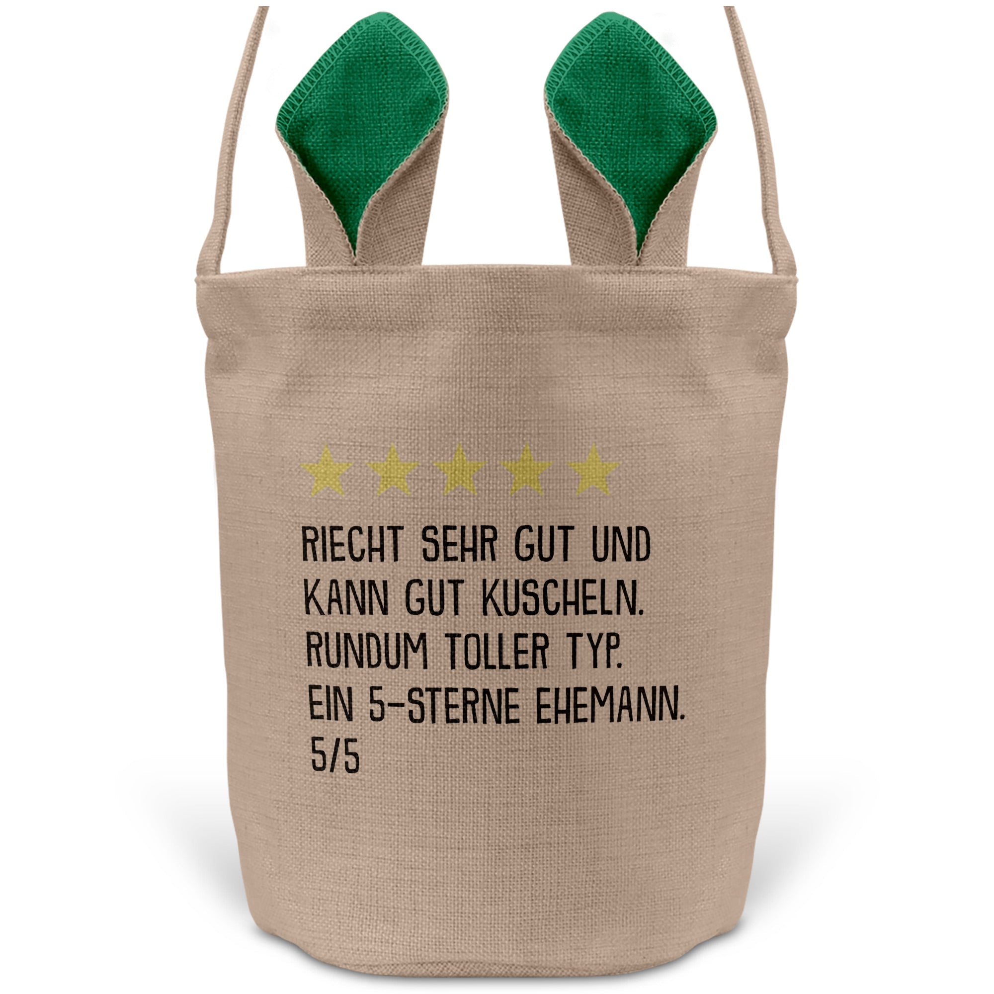 22Feels® Ehemann Osterkorb mit Henkel Ostergeschenk Tragetasche Ostern Deko Osternest Körbchen Hasenohren (Beige/Grün)-Ostern Tragetasche-22Feels