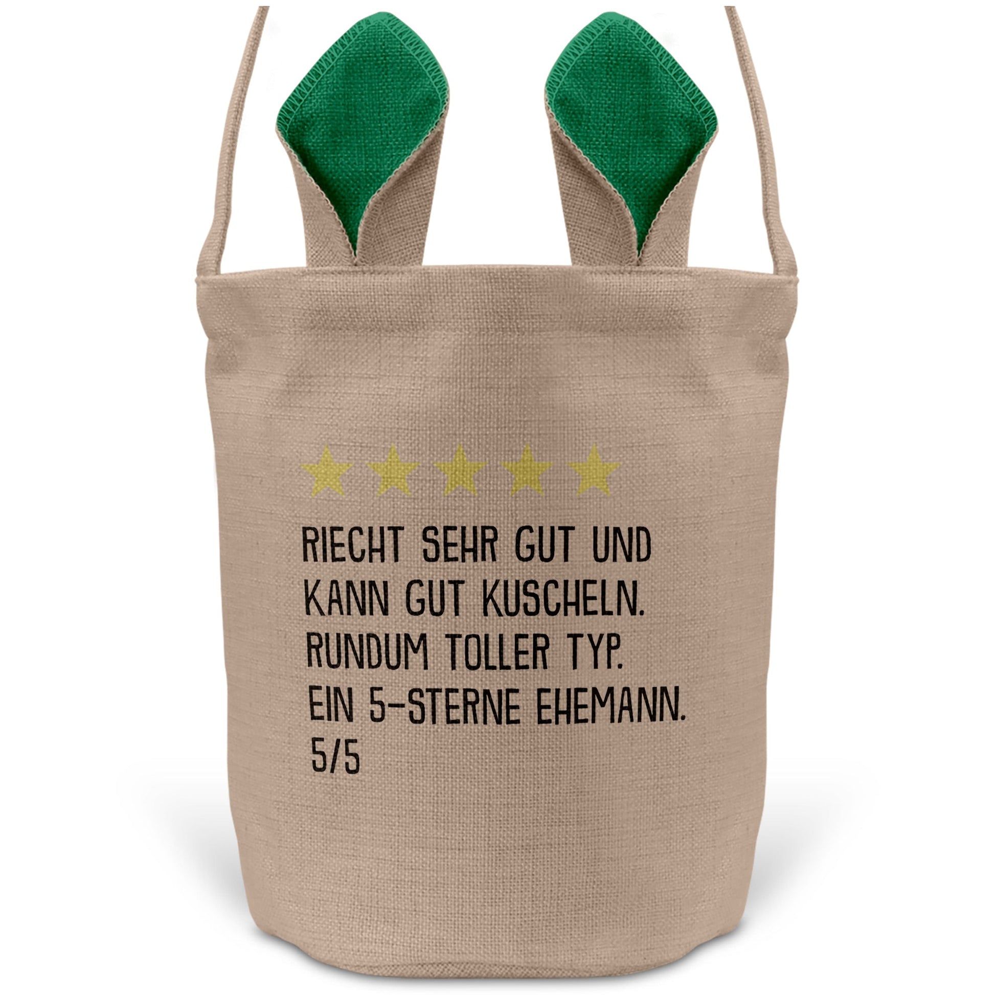 22Feels® Ehemann Osterkorb mit Henkel Ostergeschenk Tragetasche Ostern Deko Osternest Körbchen Hasenohren (Beige/Grün)-Ostern Tragetasche-22Feels