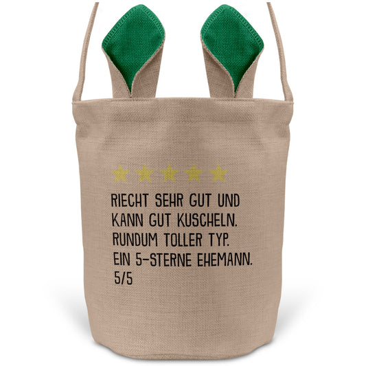 22Feels® Ehemann Osterkorb mit Henkel Ostergeschenk Tragetasche Ostern Deko Osternest Körbchen Hasenohren (Beige/Grün)-Ostern Tragetasche-22Feels