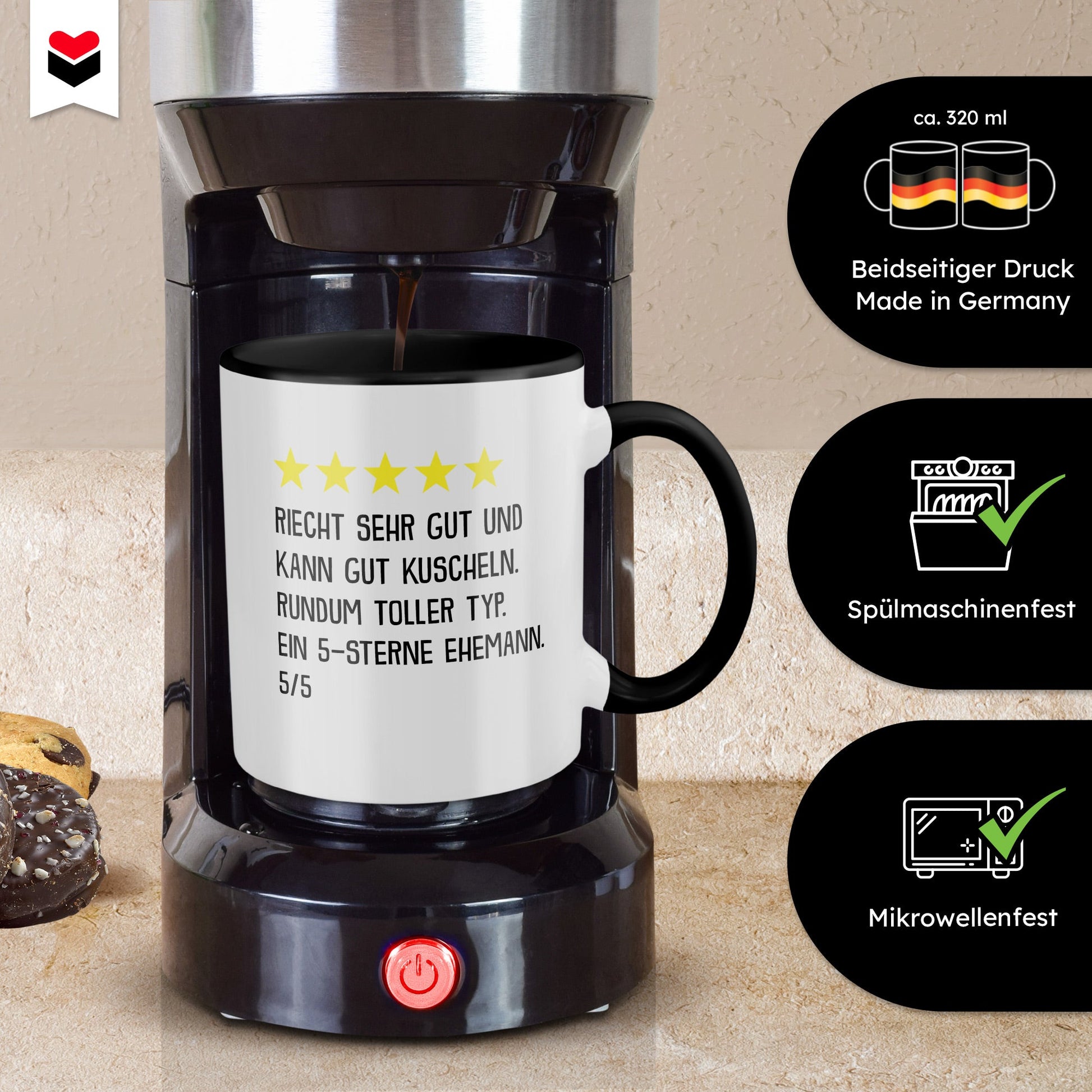 22Feels® Ehemann Geschenk zum Hochzeitstag, Valentinstag etc. - Tasse mit Spruch (Weiss-Schwarz, 320ml)-TwoTone Tasse Weiss-Schwarz 320ml-22Feels