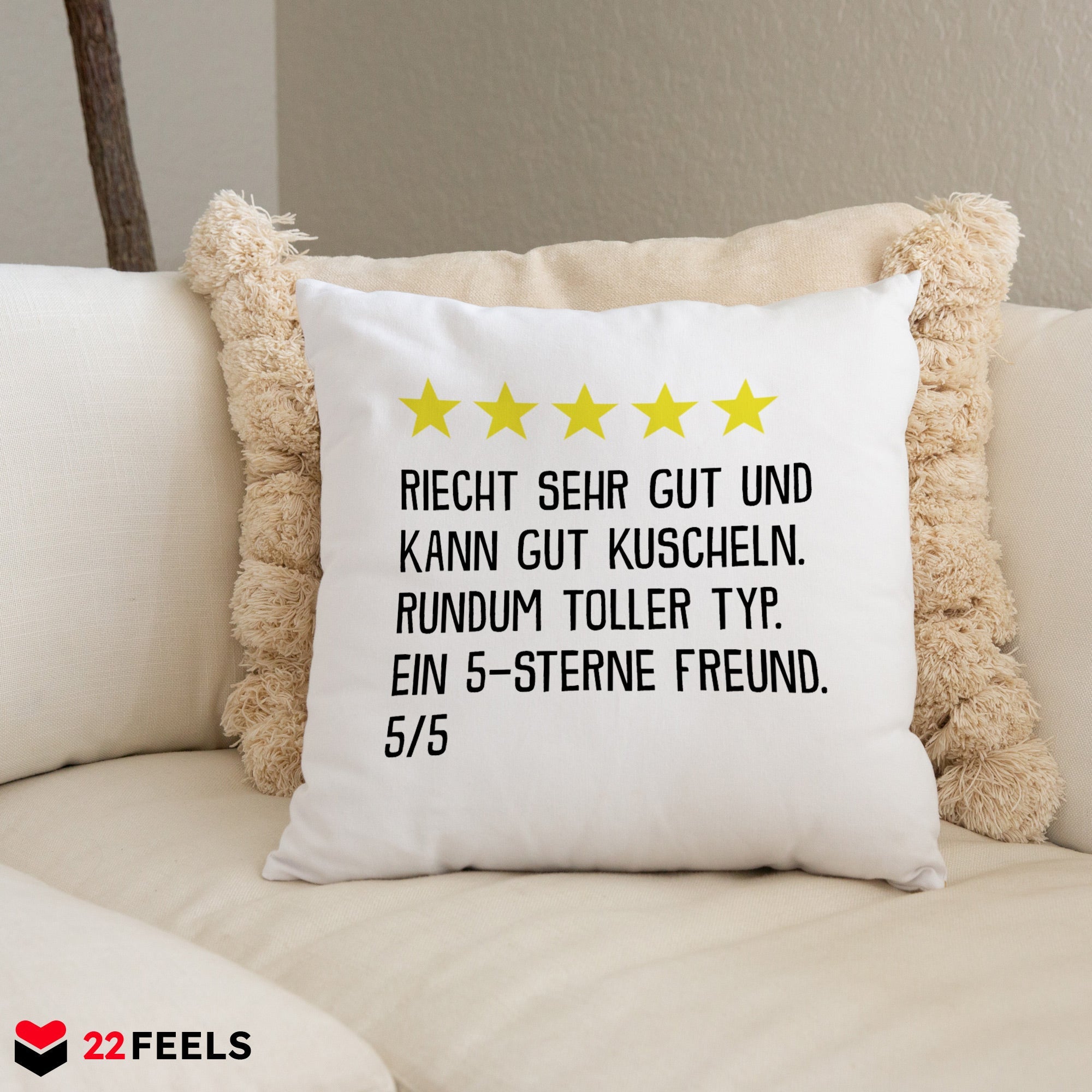 22Feels® Freund Geschenk zum Jahrestag, Valentinstag etc. - Kissen mit Spruch (Weiss 40x40cm)-Kissen Weiss 40x40-22Feels