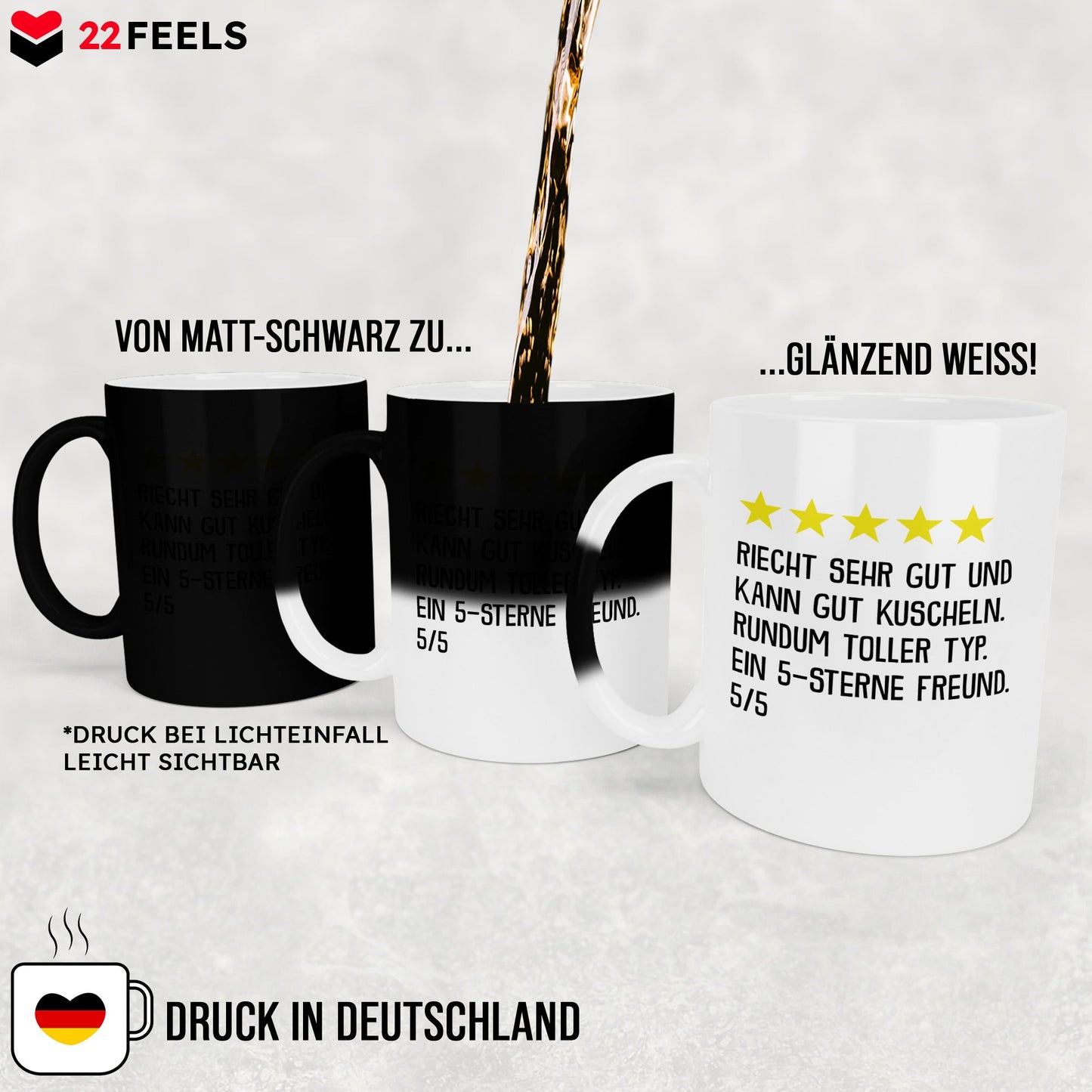 22Feels® Freund Geschenk zum Jahrestag, Valentinstag etc. - Zaubertasse mit Spruch (Matt-Schwarz und Weiss, 320ml)-Farbwechsel Tasse Matt 320ml-22Feels