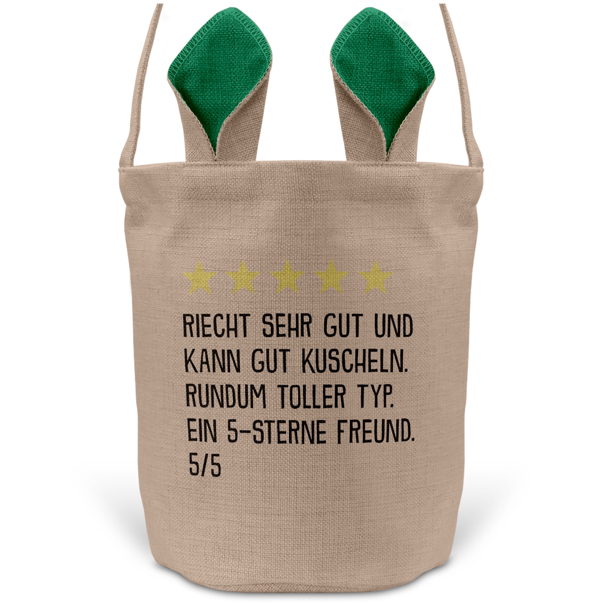 22Feels® Freund Paar Osterkorb mit Henkel Ostergeschenk Tragetasche Ostern Deko Osternest Körbchen Hasenohren (Beige/Grün)-Ostern Tragetasche-22Feels