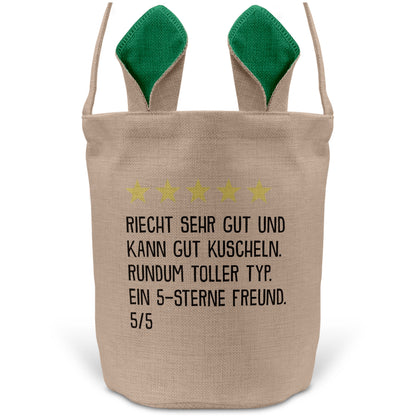 22Feels® Freund Paar Osterkorb mit Henkel Ostergeschenk Tragetasche Ostern Deko Osternest Körbchen Hasenohren (Beige/Grün)-Ostern Tragetasche-22Feels