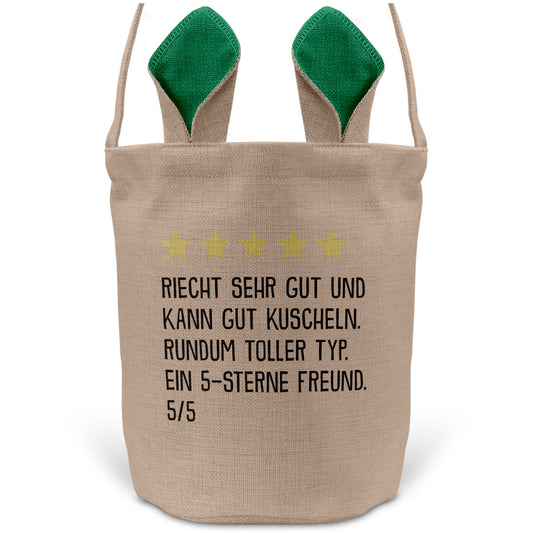 22Feels® Freund Paar Osterkorb mit Henkel Ostergeschenk Tragetasche Ostern Deko Osternest Körbchen Hasenohren (Beige/Grün)-Ostern Tragetasche-22Feels