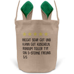 22Feels® Freund Paar Osterkorb mit Henkel Ostergeschenk Tragetasche Ostern Deko Osternest Körbchen Hasenohren (Beige/Grün)-Ostern Tragetasche-22Feels