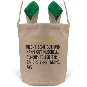 22Feels® Freund Paar Osterkorb mit Henkel Ostergeschenk Tragetasche Ostern Deko Osternest Körbchen Hasenohren (Beige/Grün)-Ostern Tragetasche-22Feels