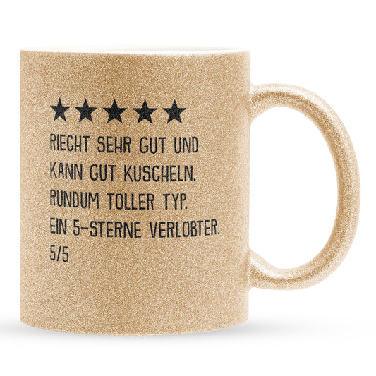 22Feels® Verlobter Geschenk - Glitzertasse mit Spruch (Gold, 320ml)-Glitzertasse Gold 320ml-22Feels