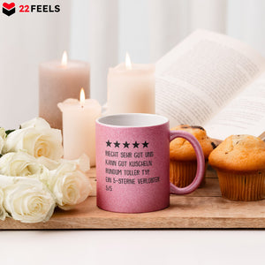 22Feels® Verlobter Geschenk - Glitzertasse mit Spruch (Pink, 320ml)-Glitzertasse Pink 320ml-22Feels