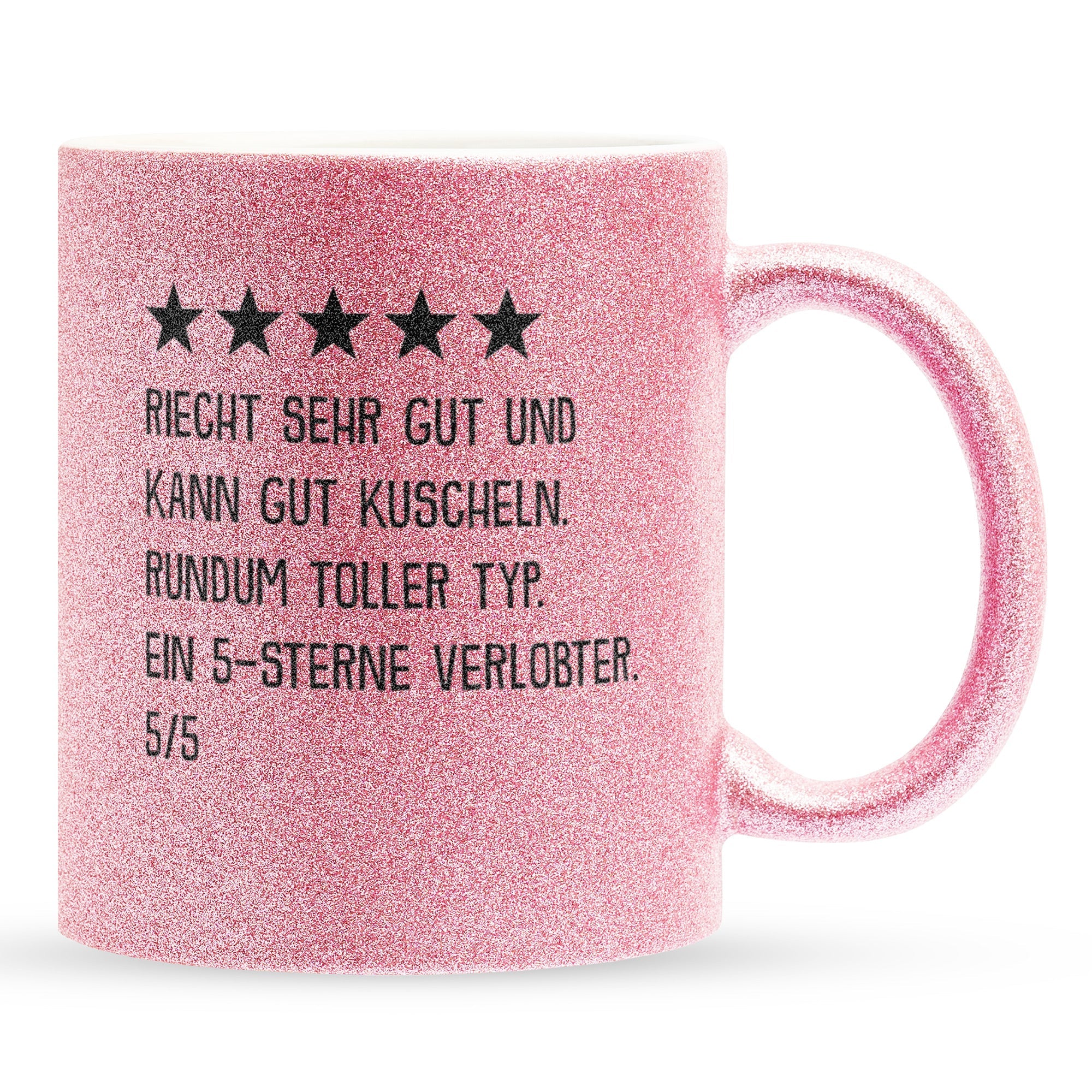 22Feels® Verlobter Geschenk - Glitzertasse mit Spruch (Pink, 320ml)-Glitzertasse Pink 320ml-22Feels