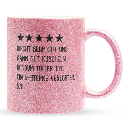 22Feels® Verlobter Geschenk - Glitzertasse mit Spruch (Pink, 320ml)-Glitzertasse Pink 320ml-22Feels