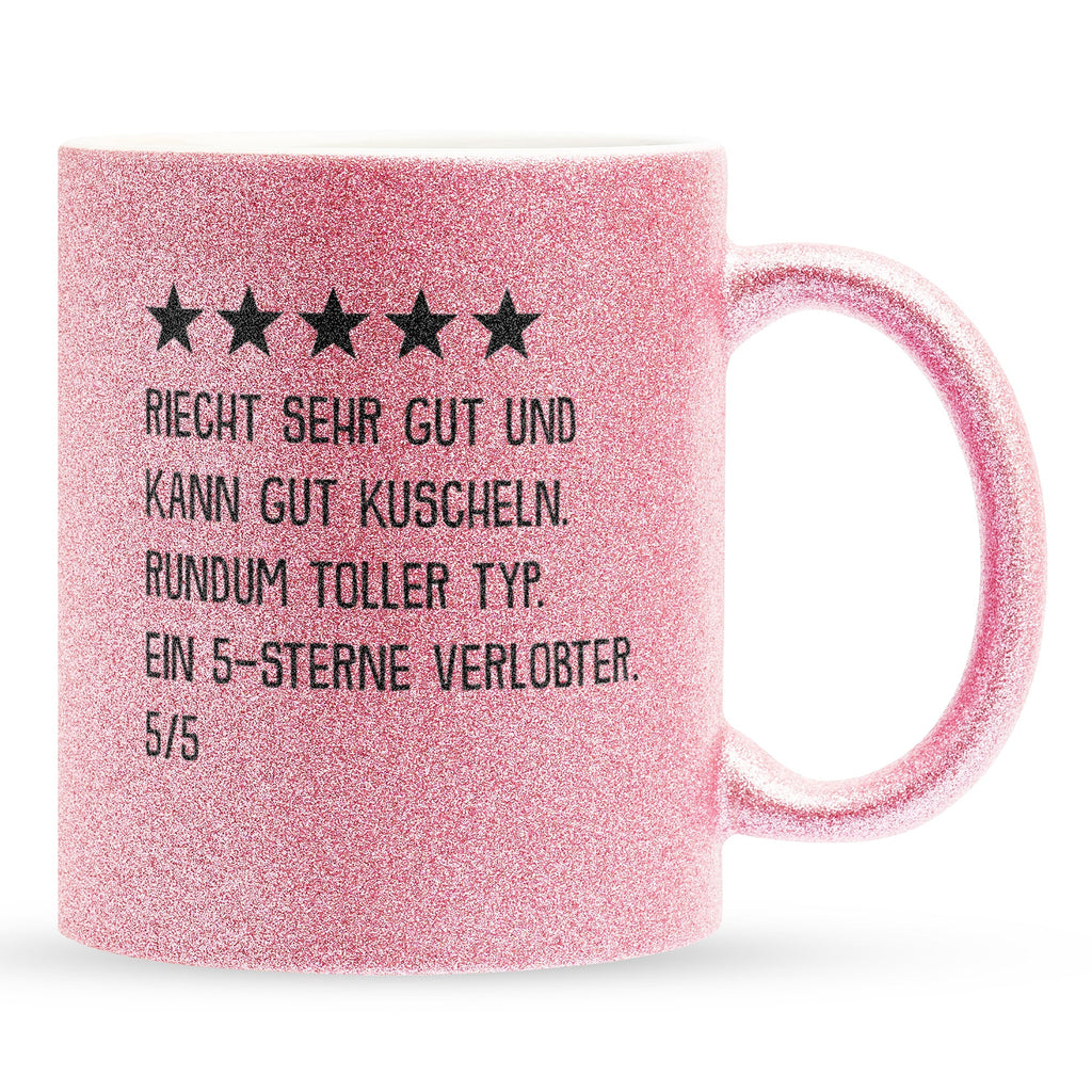 22Feels® Verlobter Geschenk - Glitzertasse mit Spruch (Pink, 320ml)-Glitzertasse Pink 320ml-22Feels