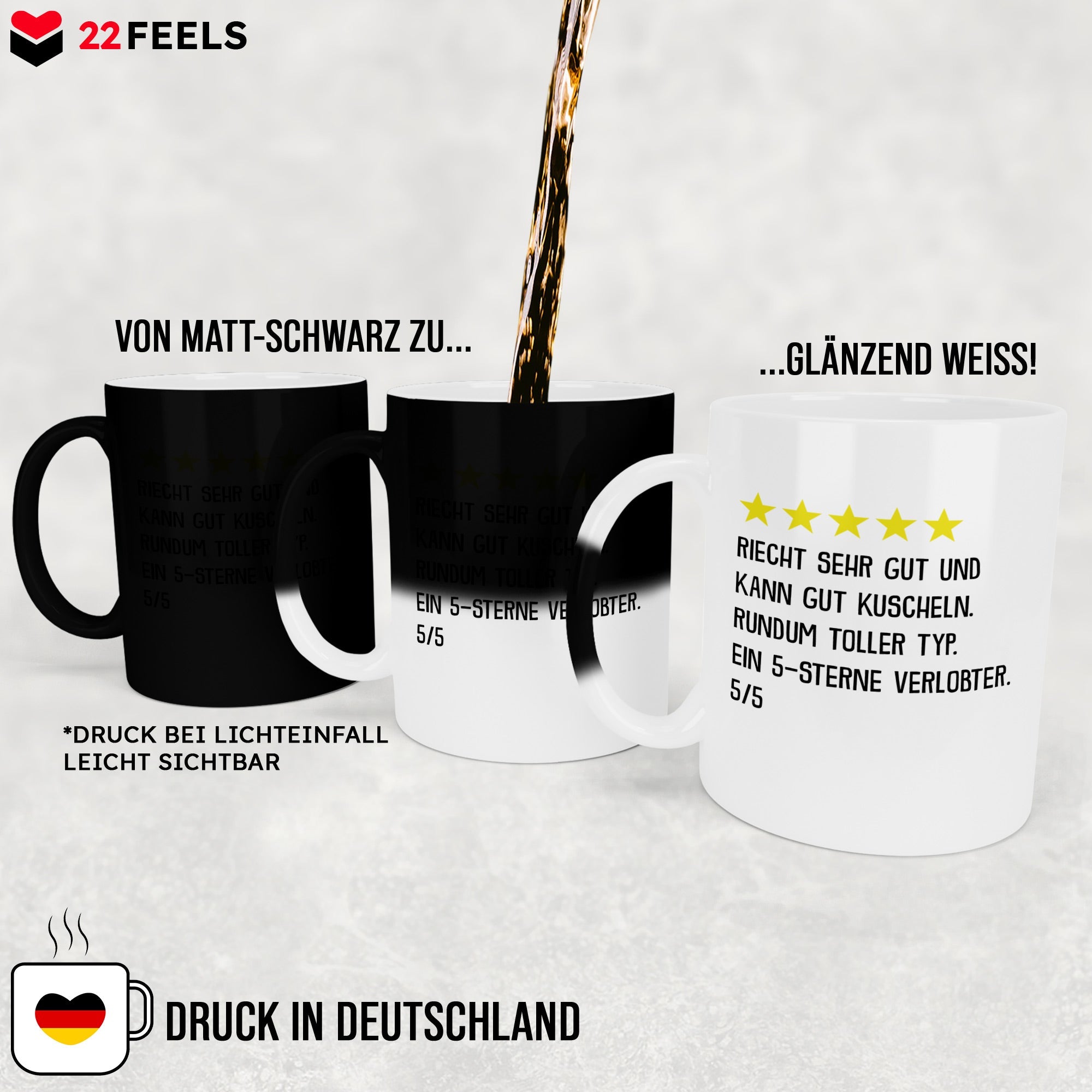 22Feels® Verlobter Geschenk - Zaubertasse mit Spruch (Matt-Schwarz und Weiss, 320ml)-Farbwechsel Tasse Matt 320ml-22Feels