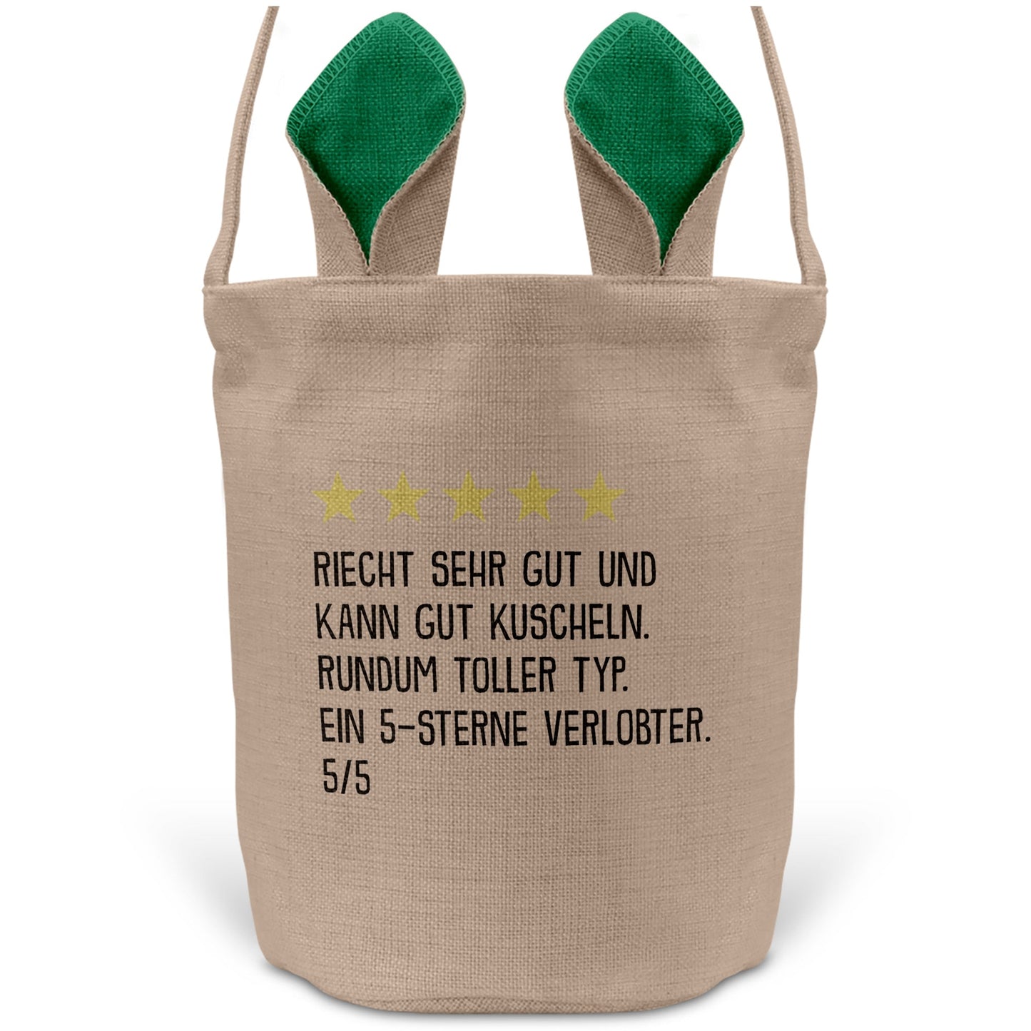22Feels® Verlobter Männer Osterkorb mit Henkel Ostergeschenk Tragetasche Ostern Deko Osternest Körbchen Hasenohren (Beige/Grün)-Ostern Tragetasche-22Feels