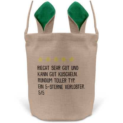 22Feels® Verlobter Männer Osterkorb mit Henkel Ostergeschenk Tragetasche Ostern Deko Osternest Körbchen Hasenohren (Beige/Grün)-Ostern Tragetasche-22Feels