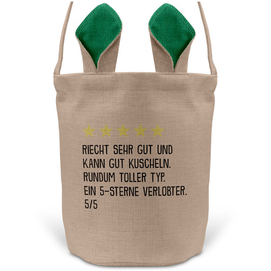 22Feels® Verlobter Männer Osterkorb mit Henkel Ostergeschenk Tragetasche Ostern Deko Osternest Körbchen Hasenohren (Beige/Grün)-Ostern Tragetasche-22Feels