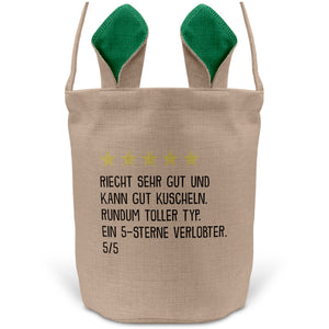 22Feels® Verlobter Männer Osterkorb mit Henkel Ostergeschenk Tragetasche Ostern Deko Osternest Körbchen Hasenohren (Beige/Grün)-Ostern Tragetasche-22Feels