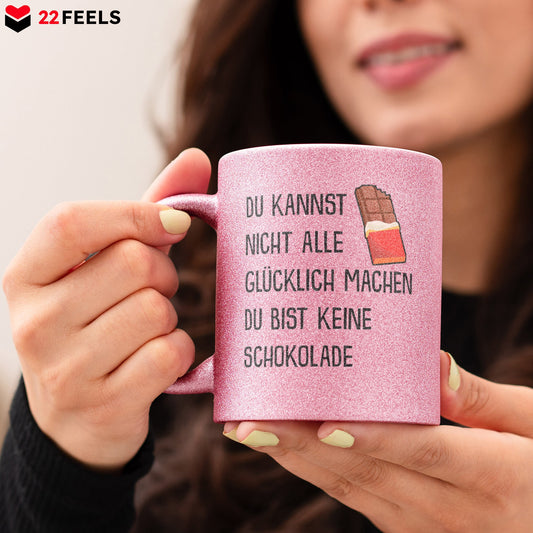 22Feels® Lustige Glitzertasse mit Spruch: - Büro Geschenkidee (Pink, 320ml)-Glitzertasse Pink 320ml-22Feels