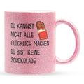 22Feels® Lustige Glitzertasse mit Spruch: - Büro Geschenkidee (Pink, 320ml)-Glitzertasse Pink 320ml-22Feels