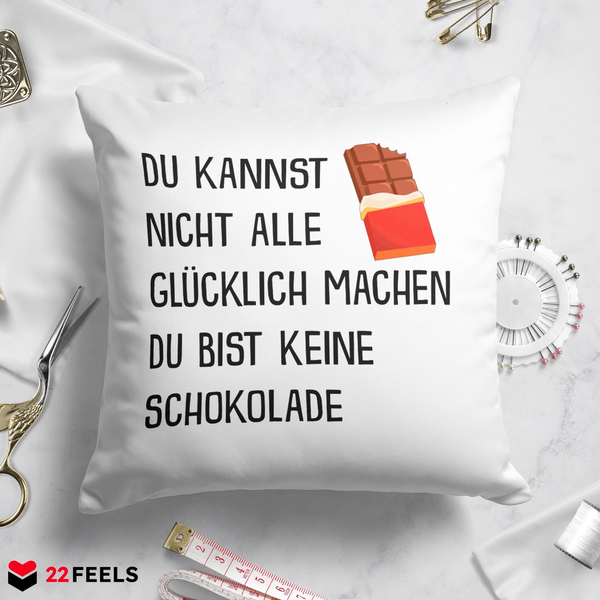 22Feels® Lustiges Kissen mit Spruch: - Büro Geschenkidee (Weiss 40x40cm)-Kissen Weiss 40x40-22Feels