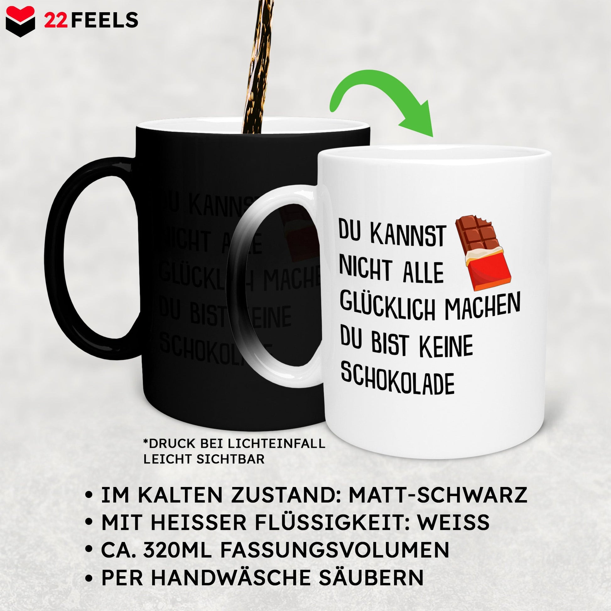 22Feels® Lustige Zaubertasse mit Spruch: - Büro Geschenkidee (Matt-Schwarz und Weiss, 320ml)-Farbwechsel Tasse Matt 320ml-22Feels