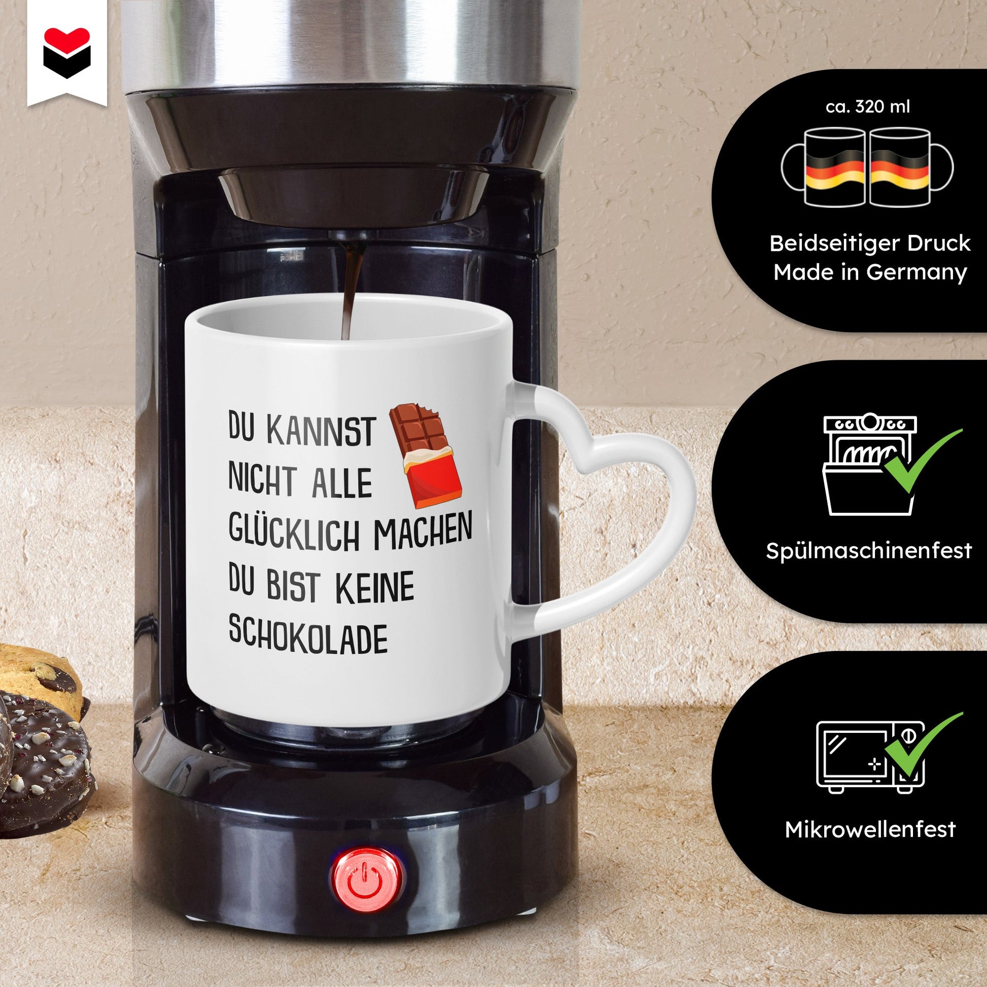 22Feels® Lustige Tasse mit Spruch: - Büro Geschenkidee (Herzhenkel, Weiss, 320ml)-Tasse Weiss Herzhenkel 320ml-22Feels