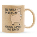 22Feels® Glitzertasse mit Alpaka Tiermotiv - Büro Geschenkidee - Kummer und Sorgen Spruch (Gold, 320ml)-Glitzertasse Gold 320ml-22Feels