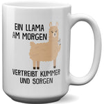 22Feels® XL Tasse mit Llama Tiermotiv - Büro Geschenkidee - Spruch: Kummer und Sorgen (Weiss, 440ml)-Weisse XL Tasse 440ml-22Feels