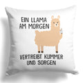 22Feels® Kissen mit Llama Tiermotiv - Büro Geschenkidee - Spruch: Kummer und Sorgen (Weiss, 40x40cm)-Kissen Weiss 40x40-22Feels