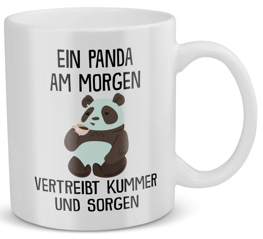 22Feels® Tasse mit Panda Tiermotiv - Büro Geschenkidee - Spruch: Kummer und Sorgen (Weiss, 320ml)-Weisse Tasse 320ml-22Feels