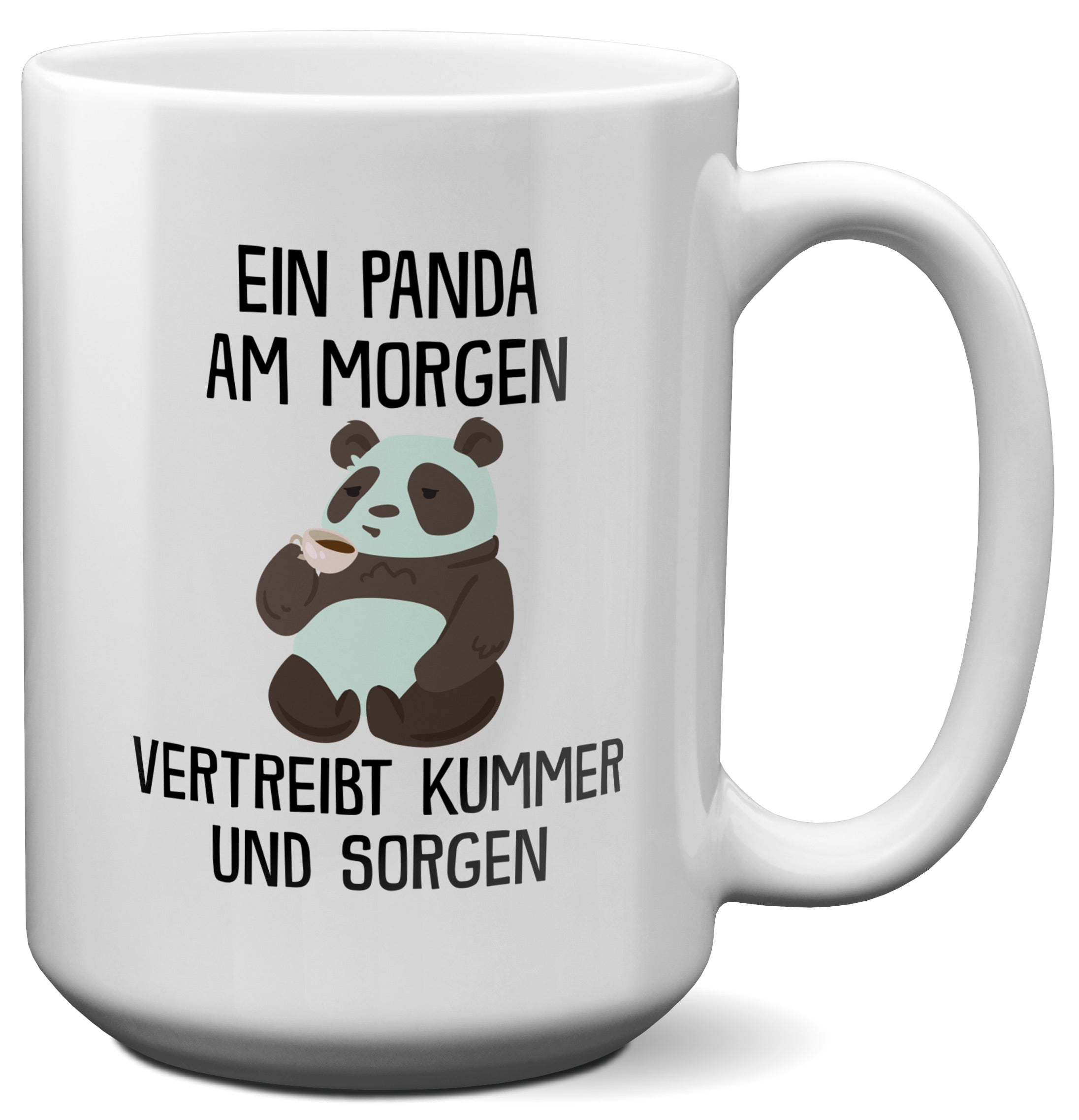 22Feels® XL Tasse mit Panda Tiermotiv - Büro Geschenkidee - Spruch: Kummer und Sorgen (Weiss, 440ml)-Weisse XL Tasse 440ml-22Feels