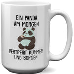 22Feels® XL Tasse mit Panda Tiermotiv - Büro Geschenkidee - Spruch: Kummer und Sorgen (Weiss, 440ml)-Weisse XL Tasse 440ml-22Feels