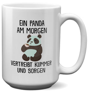 22Feels® XL Tasse mit Panda Tiermotiv - Büro Geschenkidee - Spruch: Kummer und Sorgen (Weiss, 440ml)-Weisse XL Tasse 440ml-22Feels