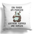 22Feels® Kissen mit Panda Tiermotiv - Büro Geschenkidee - Spruch: Kummer und Sorgen (Weiss, 40x40cm)-Kissen Weiss 40x40-22Feels