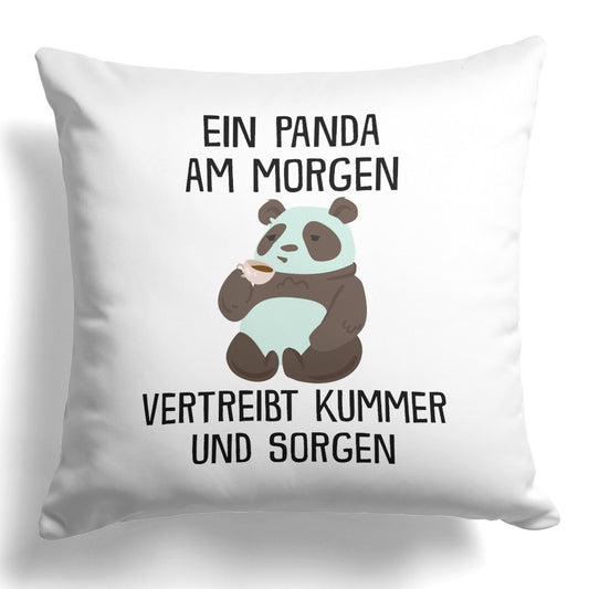 22Feels® Kissen mit Panda Tiermotiv - Büro Geschenkidee - Spruch: Kummer und Sorgen (Weiss, 40x40cm)-Kissen Weiss 40x40-22Feels