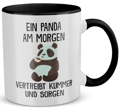 22Feels® Tasse mit Panda Tiermotiv - Büro Geschenkidee - Spruch: Kummer und Sorgen (Weiss-Schwarz, 320ml)-TwoTone Tasse Weiss-Schwarz 320ml-22Feels