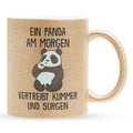 22Feels® Glitzertasse mit Panda Tiermotiv - Büro Geschenkidee - Spruch: Kummer und Sorgen (Gold, 320ml)-Glitzertasse Gold 320ml-22Feels