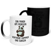 22Feels® Zaubertasse mit Panda Tiermotiv - Büro Geschenkidee - Spruch: Kummer und Sorgen (Matt-Schwarz und Weiss, 320ml)-Farbwechsel Tasse Matt 320ml-22Feels