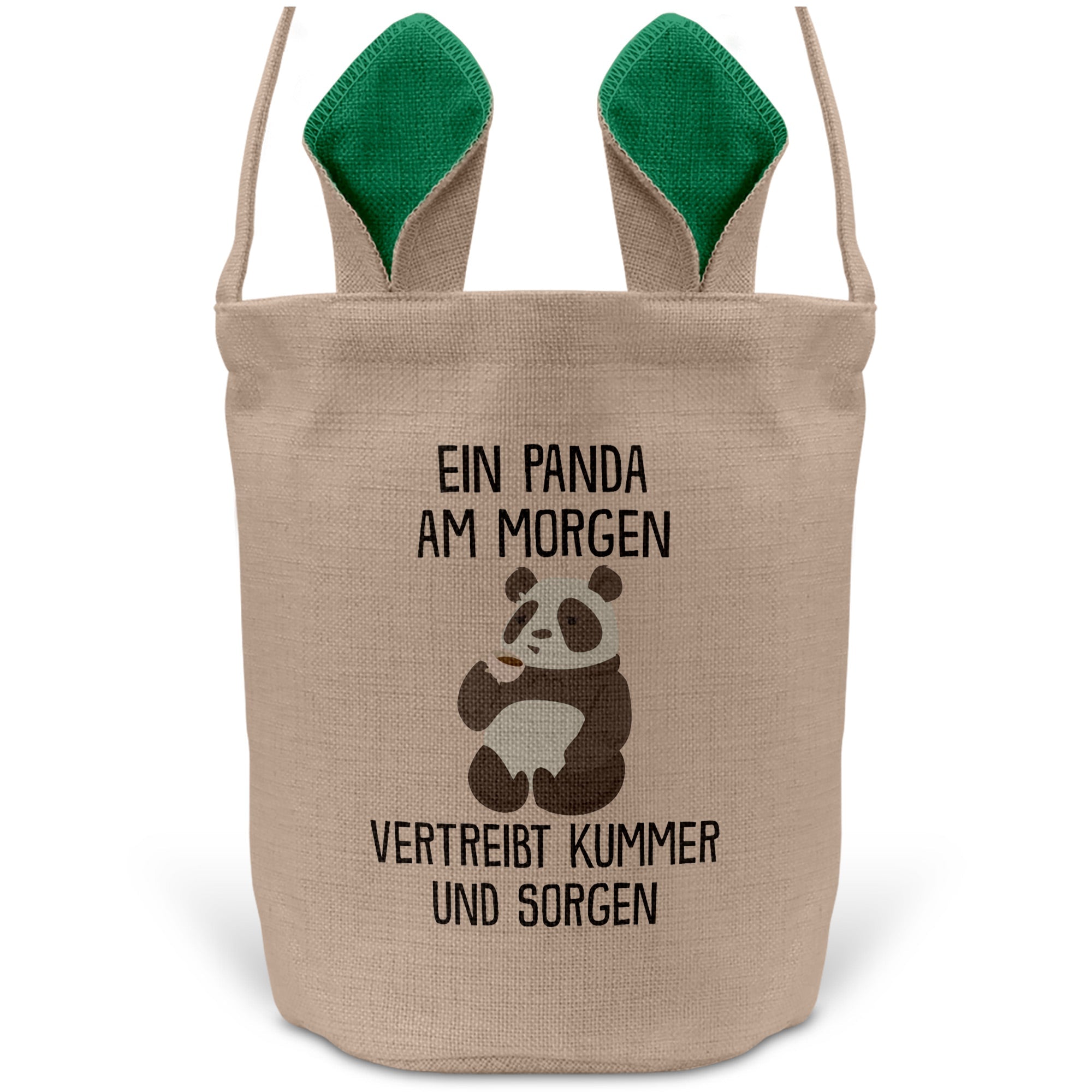 22Feels® Lustiger Osterkorb mit Henkel Panda Tasche Frauen Männer mit Henkel Ostergeschenk Tragetasche Ostern Deko Osternest Körbchen Hasenohren (Beige/Grün)-Ostern Tragetasche-22Feels