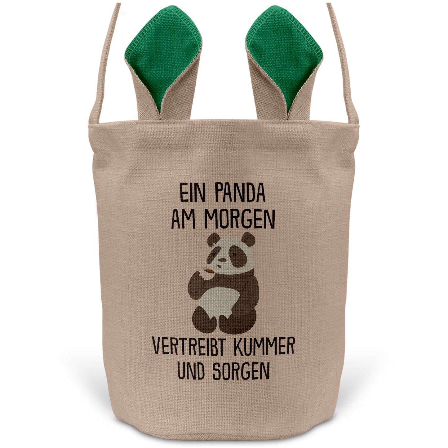 22Feels® Lustiger Osterkorb mit Henkel Panda Tasche Frauen Männer mit Henkel Ostergeschenk Tragetasche Ostern Deko Osternest Körbchen Hasenohren (Beige/Grün)-Ostern Tragetasche-22Feels