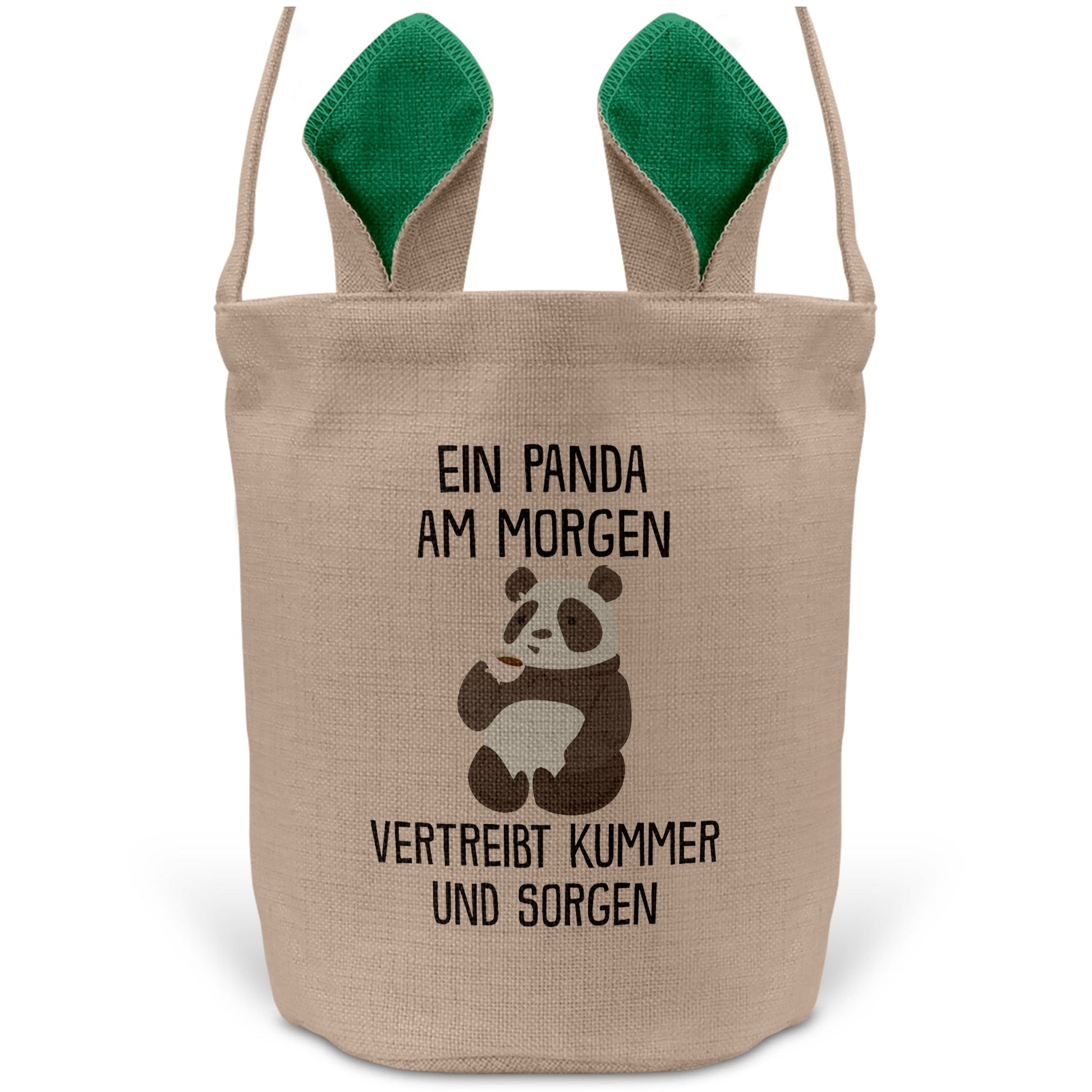 22Feels® Lustiger Osterkorb mit Henkel Panda Tasche Frauen Männer mit Henkel Ostergeschenk Tragetasche Ostern Deko Osternest Körbchen Hasenohren (Beige/Grün)-Ostern Tragetasche-22Feels